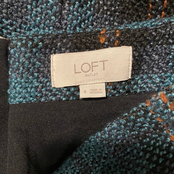 💜 Loft Plaid Skirt in Blue and Orange in Woven Material - Picture 4 of 8